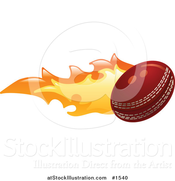 Vector Illustration of a Flaming Cricket Ball Flying past