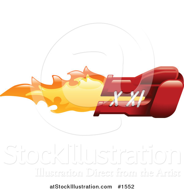 Vector Illustration of a Flaming Red Boxing Glove Punching