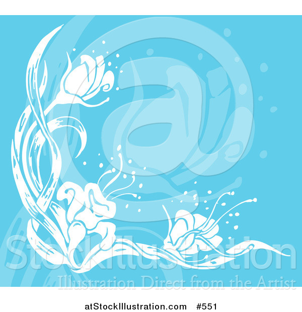 Vector Illustration of a Flower Background in Blue and White