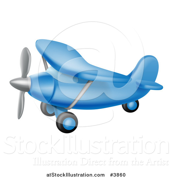 Vector Illustration of a Flying Blue Airplane