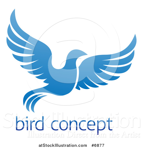 Vector Illustration of a Flying Blue Bird over Sample Text