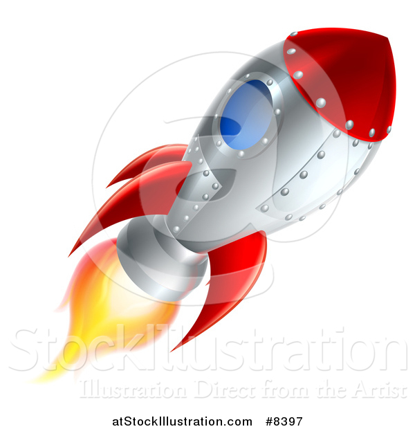Vector Illustration of a Flying Rocket Ship