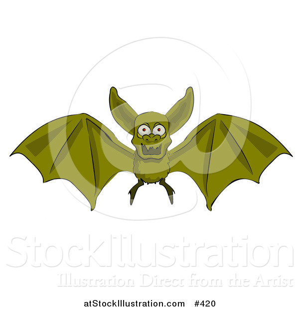 Vector Illustration of a Flying Vampire Bat