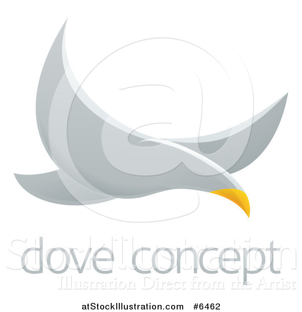 Vector Illustration of a Flying White Dove over Sample Text