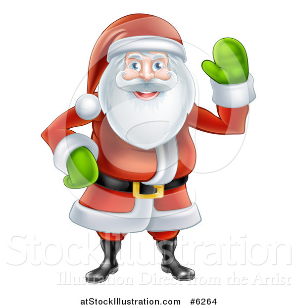 Vector Illustration of a Friendly Christmas Santa Claus Waving