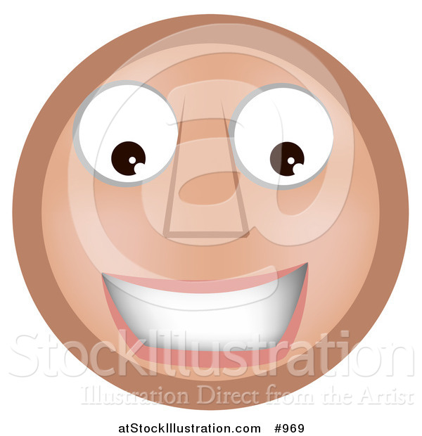 Vector Illustration of a Friendly Emoticon Smiling - Tan Version