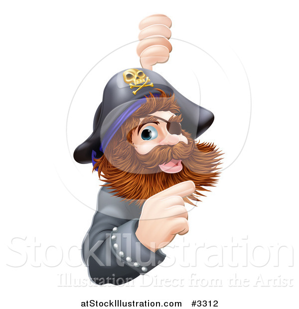 Vector Illustration of a Friendly Pirate Captain Pointing at a Sign