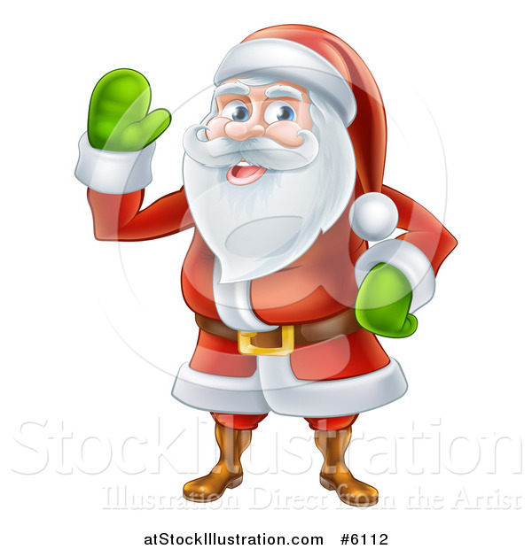 Vector Illustration of a Friendly Waving Santa