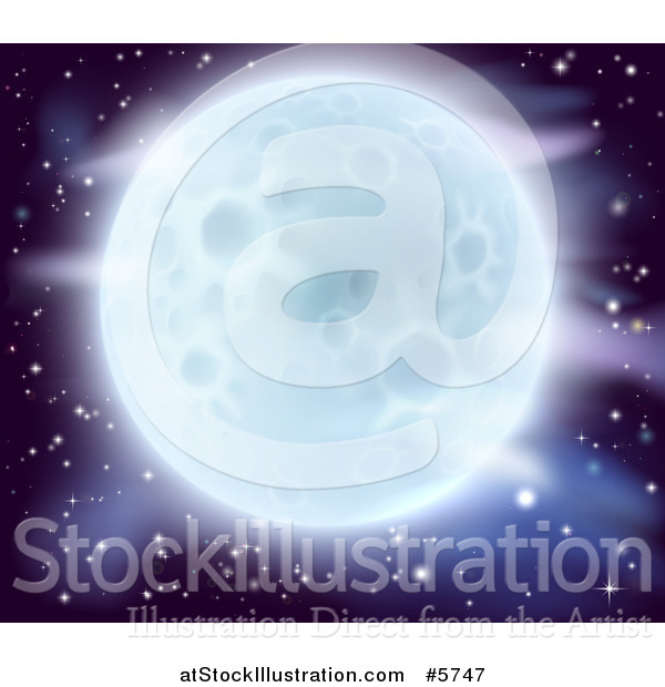 Vector Illustration of a Full Moon Glowing over a Night Sky