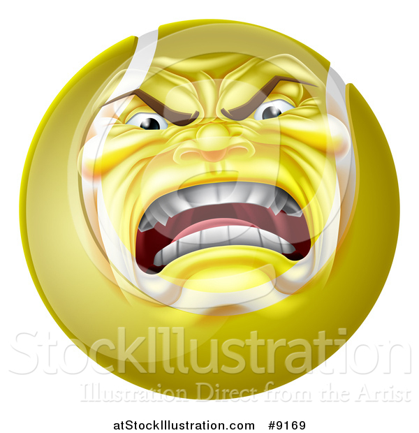 Vector Illustration of a Furious Tennis Ball Character Mascot