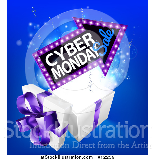 Vector Illustration of a Gift Box with a Cyber Monday Sale Sign