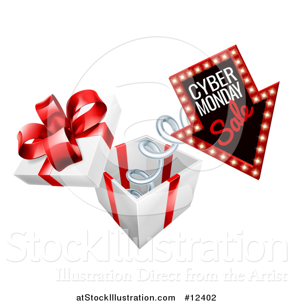 Vector Illustration of a Gift Box with a Cyber Monday Sale Sign