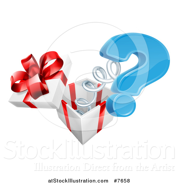 Vector Illustration of a Gift Box with a Springy Question Mark