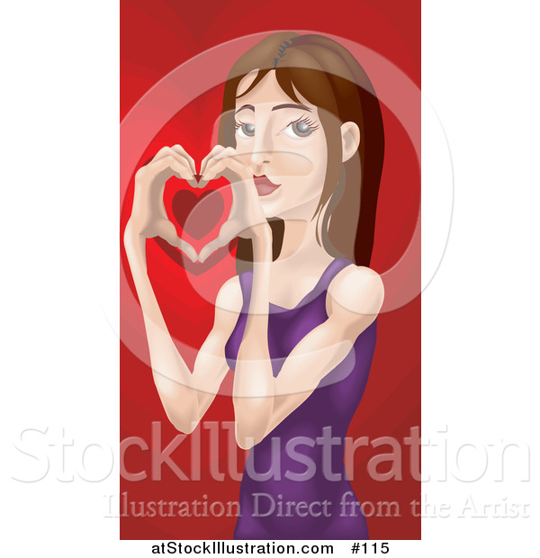 Vector Illustration of a Girl Forming Heart with Hands on Valentine's Day