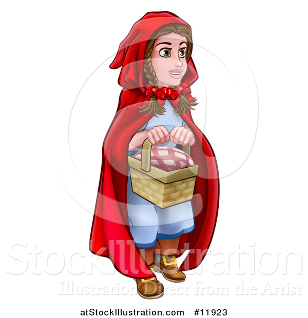 Vector Illustration of a Girl, Little Red Riding Hood, Holding a Basket