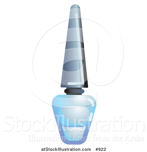 Vector Illustration of a Glass Bottle of Blue Nail Polish