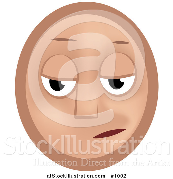 Vector Illustration of a Gloomy Emoticon - Tan Version