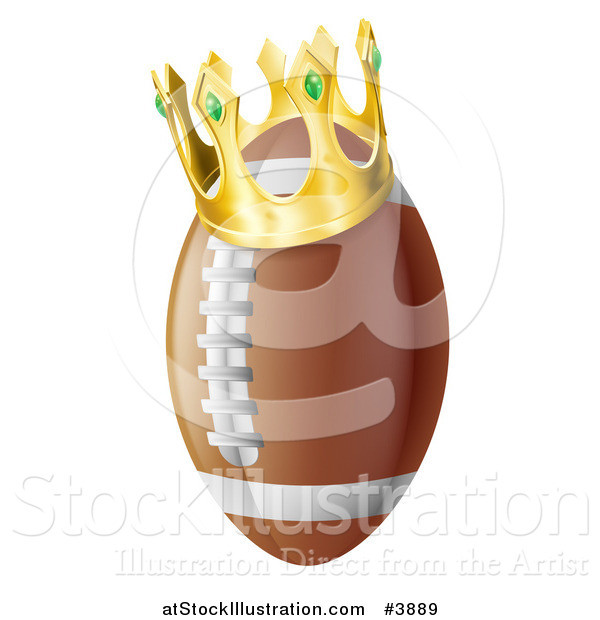 Vector Illustration of a Gold Crown on an American Football