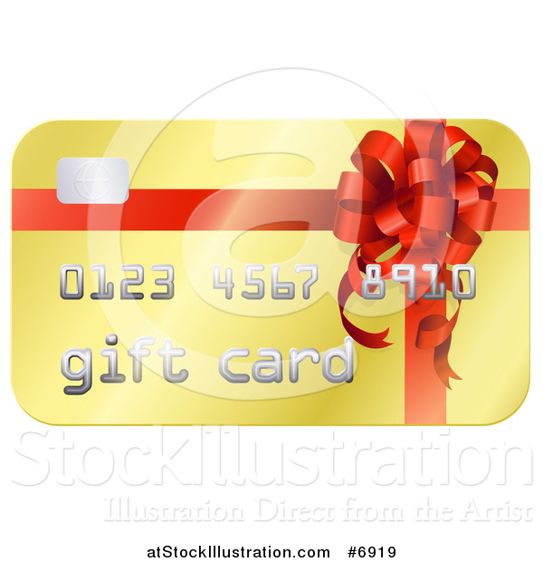 Vector Illustration of a Golden Gift Card with a Bow Design