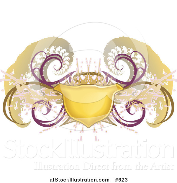 Vector Illustration of a Golden Grunge Shield Design Element