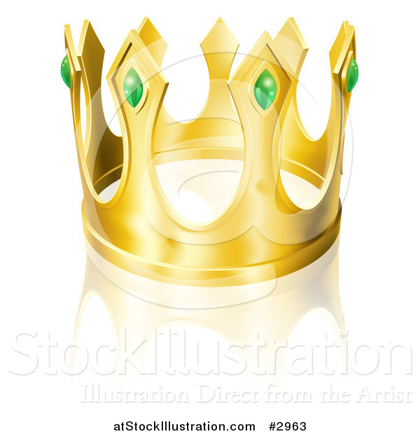 Vector Illustration of a Golden King Crown with Emeralds