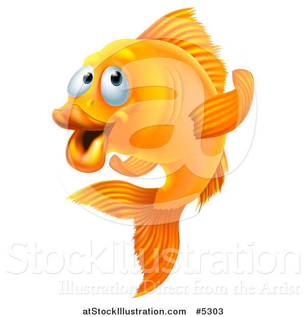 Vector Illustration of a Goldfish Gesturing to Follow