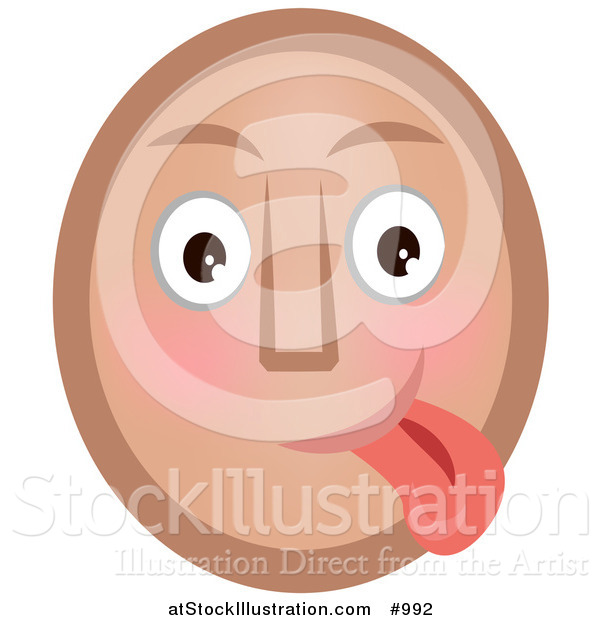 Vector Illustration of a Goofy Emoticon Sticking Tongue out - Tan Version