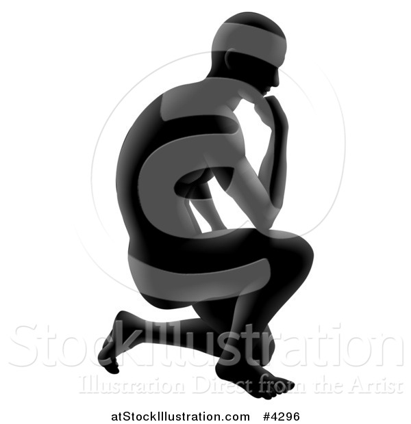 Vector Illustration of a Gradeint Black Silhouetted Man Thinking