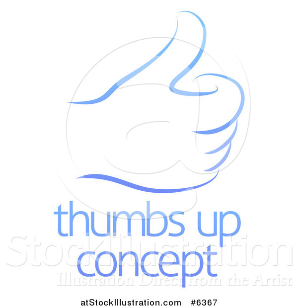 Vector Illustration of a Gradient Blue Hand Giving a Thumb up over Sample Text