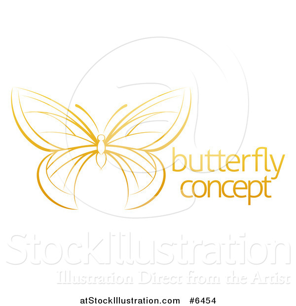 Vector Illustration of a Gradient Dark Yellow Butterfly with Sample Text