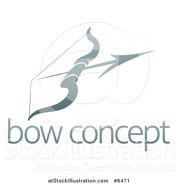 Vector Illustration of a Gradient Gray Archery Bow and Arrow over Sample Text