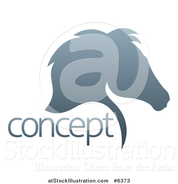 Vector Illustration of a Gradient Gray Horse Head Silhouette in Profile, with Concept Text