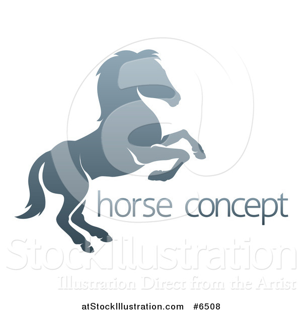 Vector Illustration of a Gradient Gray Rearing Horse and Sample Text