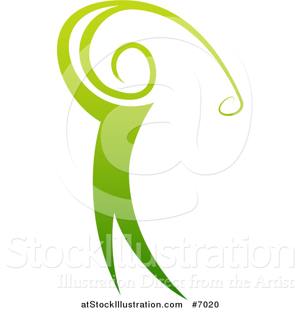 Vector Illustration of a Gradient Green Golfer Man Swinging a Club