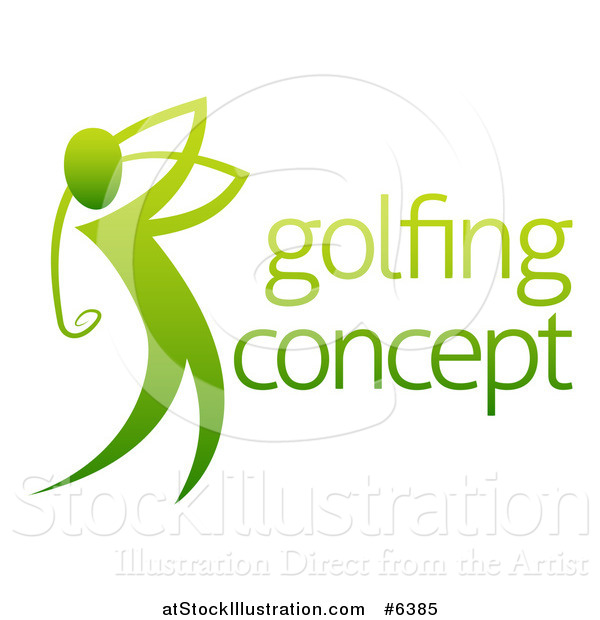 Vector Illustration of a Gradient Green Man Golfing with Sample Text