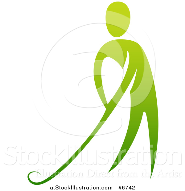 Vector Illustration of a Gradient Green Man Putting a Golf Club