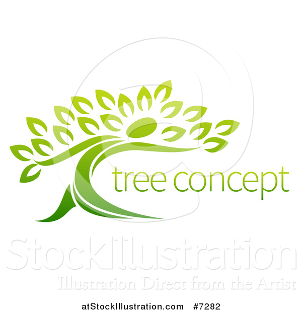 Vector Illustration of a Gradient Green Tree Man with Sample Text