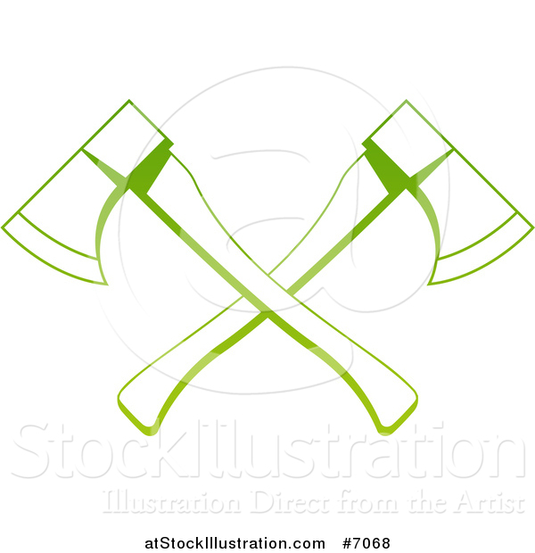 Vector Illustration of a Gradient Green Tree Surgeon Logo of Crossed Axes