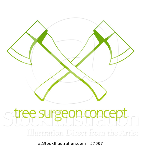 Vector Illustration of a Gradient Green Tree Surgeon Logo of Crossed Axes over Sample Text