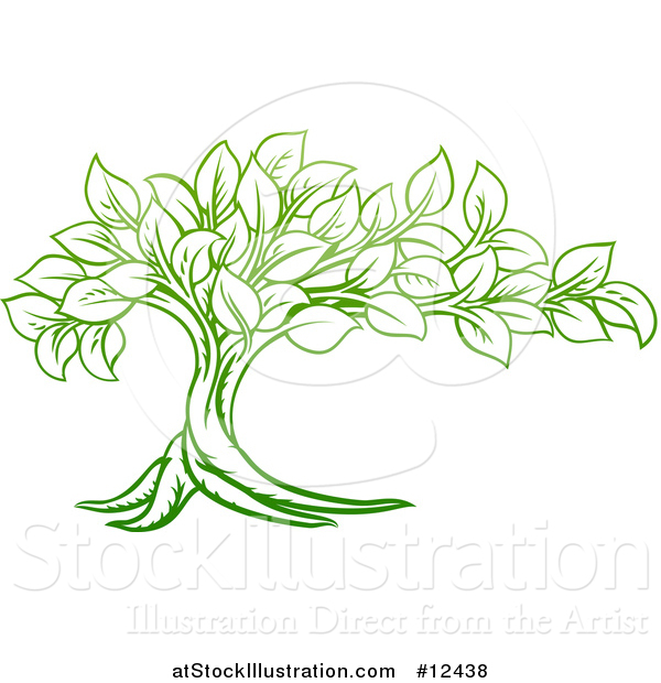 Vector Illustration of a Gradient Green Tree with Leaves