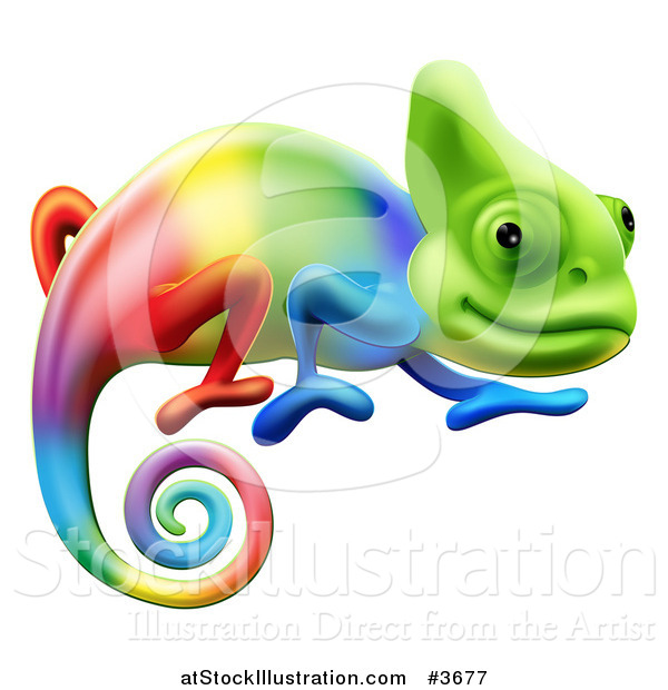 Vector Illustration of a Gradient Rainbow Chameleon Lizard