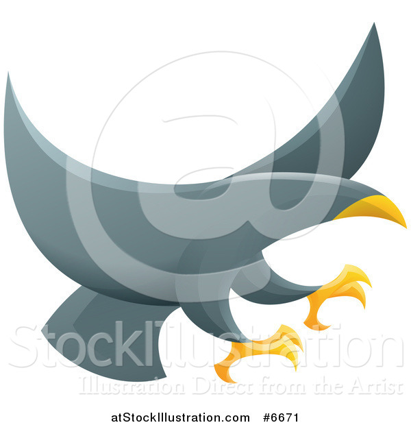 Vector Illustration of a Gray Eagle or Hawk Reading to Grab Prey