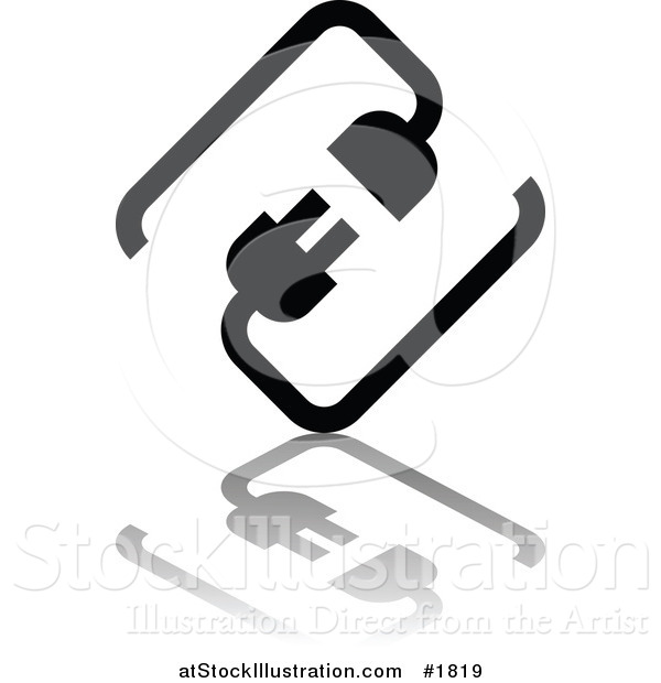 Vector Illustration of a Grayscale Cable Connection App Icon with a Reflection