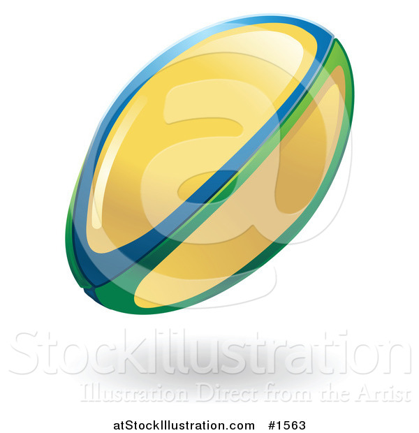 Vector Illustration of a Green, Blue and Yellow Rugby Ball