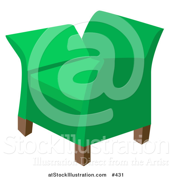 Vector Illustration of a Green Chair in a Living Room