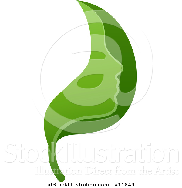 Vector Illustration of a Green Leaf Face
