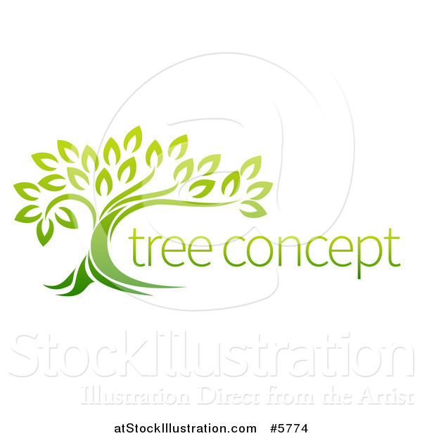 Vector Illustration of a Green Tree and Concept Text