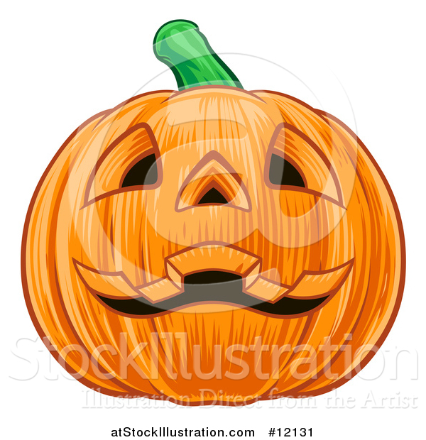Vector Illustration of a Grinning Carved Halloween Jackolantern Pumpkin