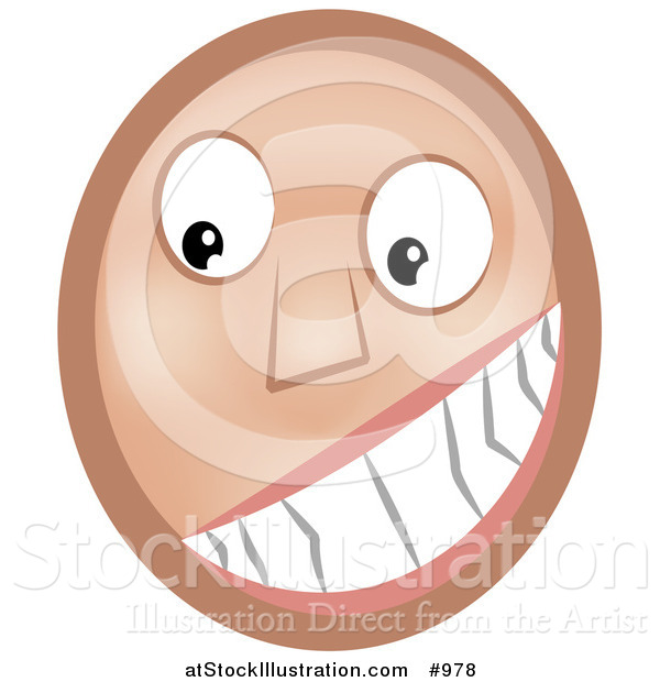 Vector Illustration of a Grinning Emoticon - Tan Version