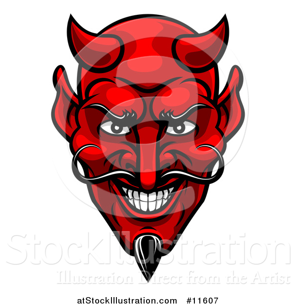 Vector Illustration of a Grinning Evil Red Devil Face